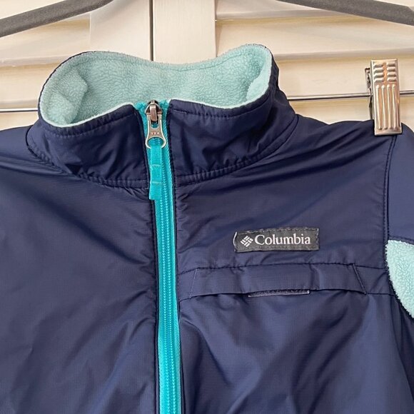 Columbia fleece jacket two-tone blue child small 7/8 unisex - Picture 3 of 9